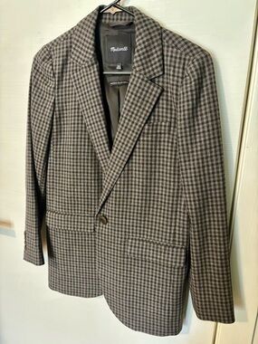 Madewell Women’s Gray and Brown Glen Plaid Blazer